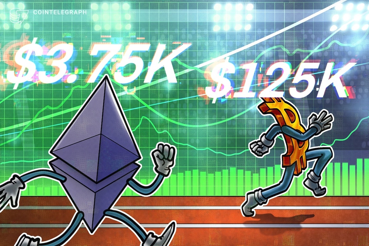 Bitcoin gets $125K target as trader sees ‘big move’ next, ETH hits $3750